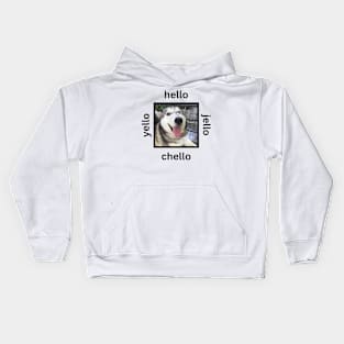 Cute Husky Dog Minimalist Hello Chello Kids Hoodie